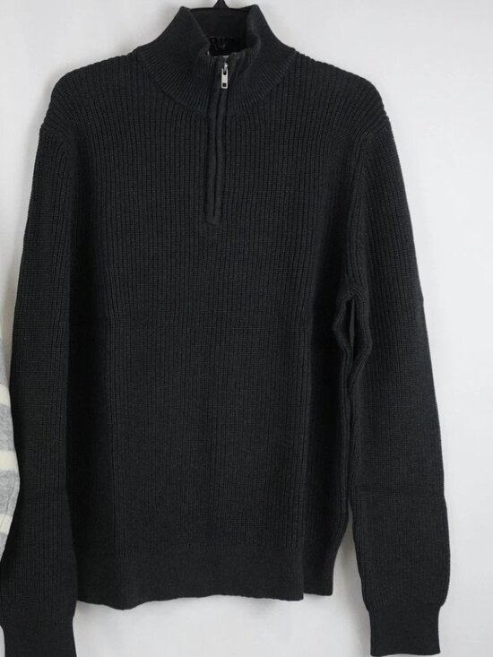 Quince Sweaters - Quince Organic Cotton Ribbed Quarter-Zip Casual Meeting School Travel Work Warm